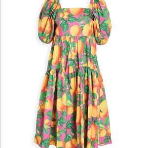 FARM RIO ORANGE SUNSET MIDI DRESS